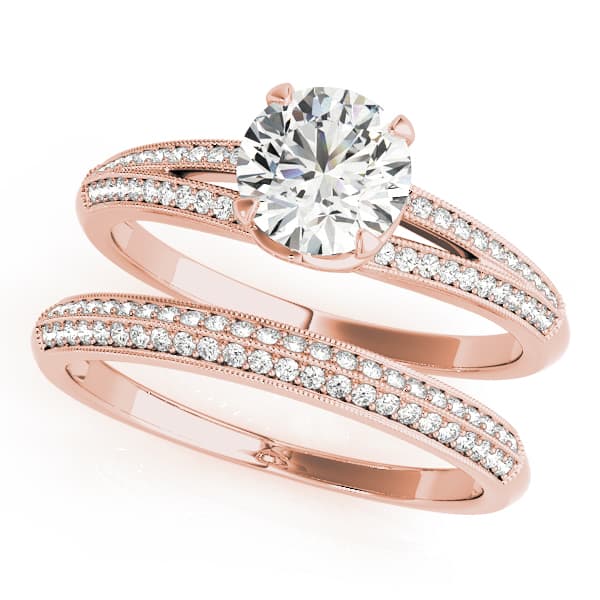 Multi-Row Engagement Ring, style 50542, On hand view in rose gold