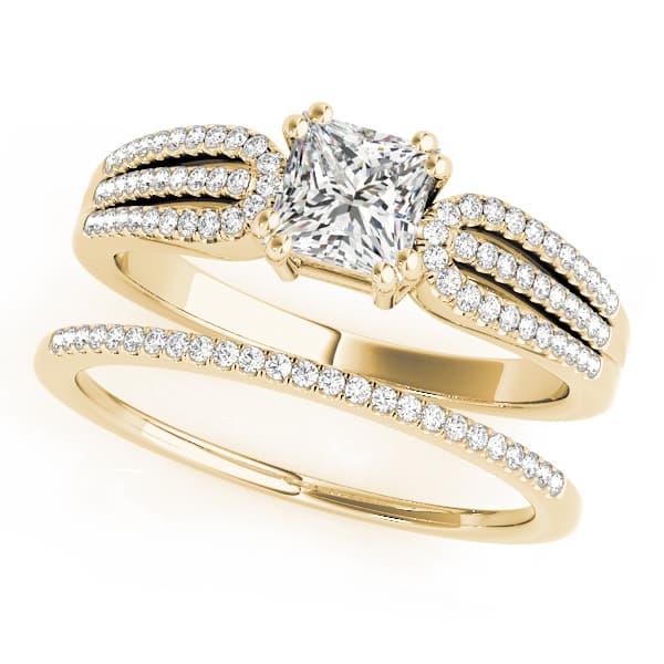 Multi-Row Engagement Ring, style 50543, On hand view in yellow gold