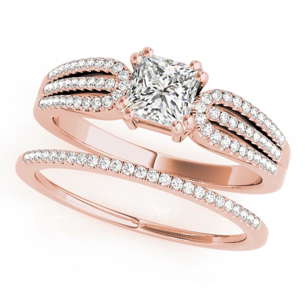 Multi-Row Engagement Ring, style 50543, On hand view in rose gold