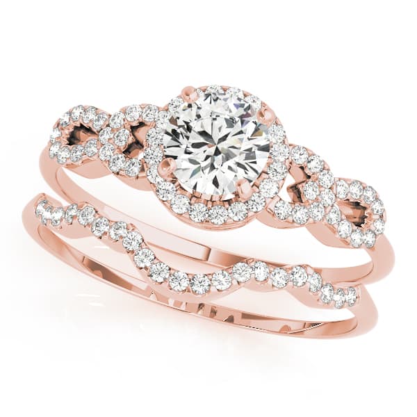 Multi-Row Engagement Ring, style 50544, On hand view in rose gold