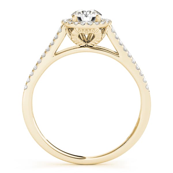 Split Shank Round Halo Engagement Ring, style 50545, Side view in yellow gold
