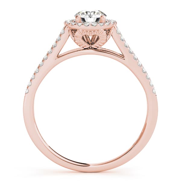 Split Shank Round Halo Engagement Ring, style 50545, Side view in rose gold