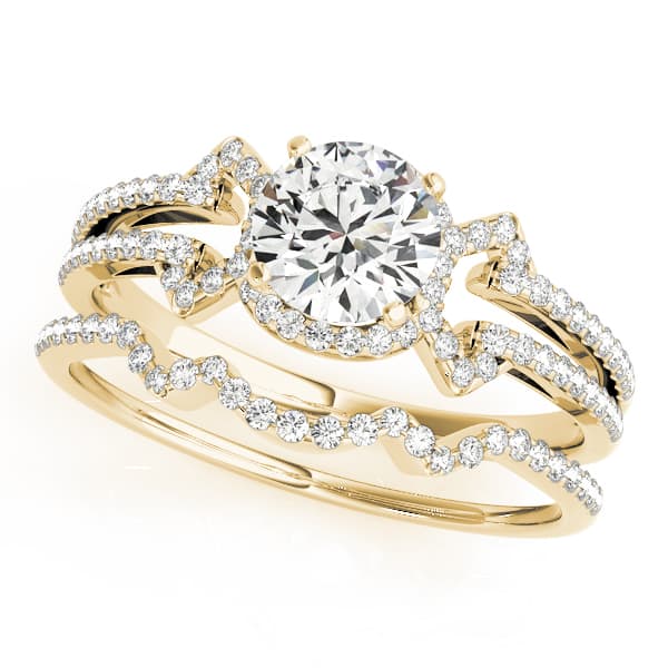 Multi-Row Engagement Ring, style 50546, On hand view in yellow gold