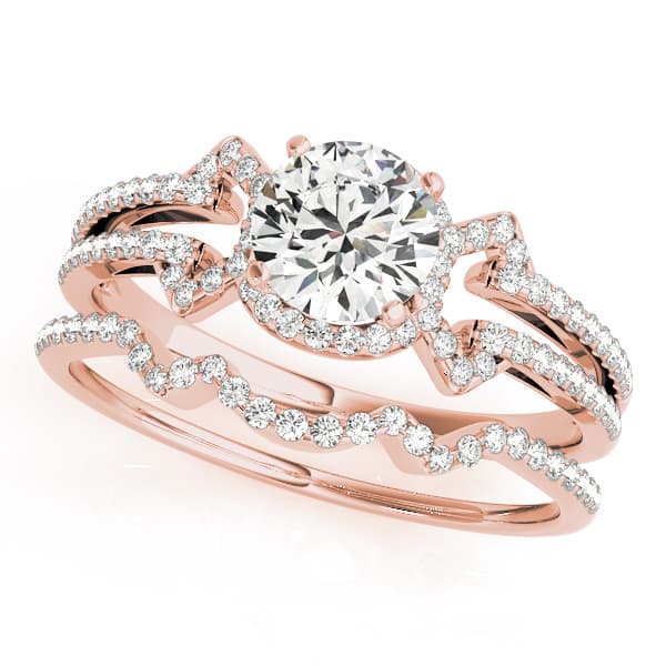 Multi-Row Engagement Ring, style 50546, On hand view in rose gold