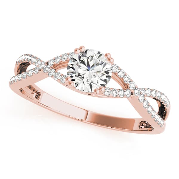 Twisting Round Engagement Ring, style 50547, Front view in rose gold