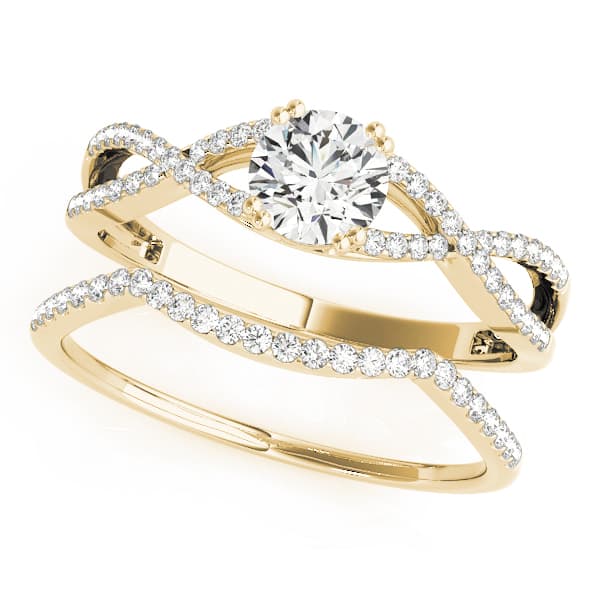 Twisting Round Engagement Ring, style 50547, On hand view in yellow gold