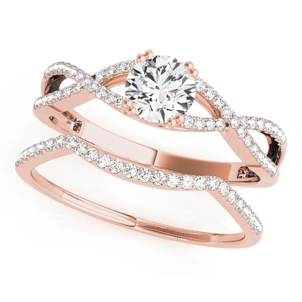 Twisting Round Engagement Ring, style 50547, On hand view in rose gold