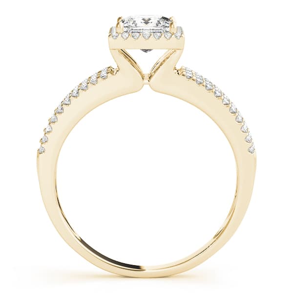Vintage Multi-Row Halo Engagement Ring, style 50548, Side view in yellow gold