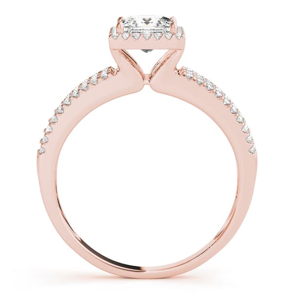 Vintage Multi-Row Halo Engagement Ring, style 50548, Side view in rose gold
