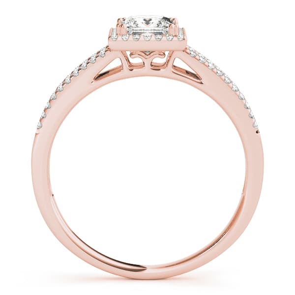 Double Row Split Shank Halo Engagement Ring, style 50549, Side view in rose gold