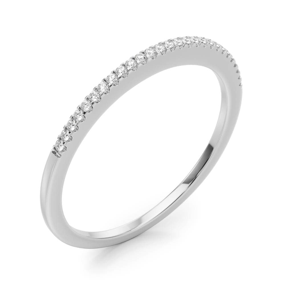 Shared Prong Wedding Band (0.08 ct. tw.), Angle view in white gold or platinum