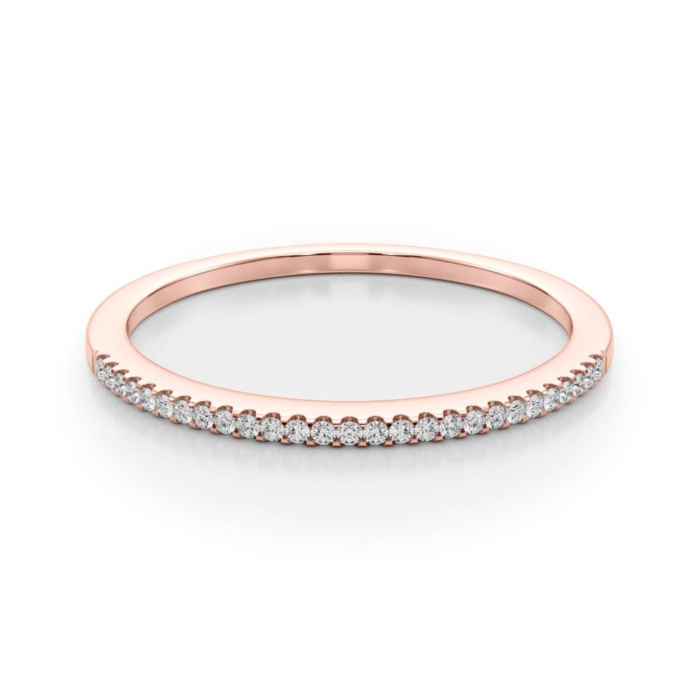 Shared Prong Wedding Band (0.08 ct. tw.), On hand view in rose gold