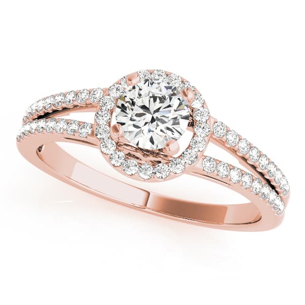 Halo Round Engagement Ring, style 50550, Front view in rose gold