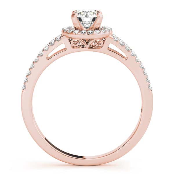 Halo Round Engagement Ring, style 50550, Side view in rose gold