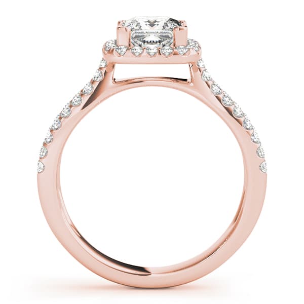 Split Shank Princess Cut Halo Engagement Ring, style 50552, Side view in rose gold