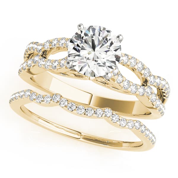Multi-Row Engagement Ring, style 50553, On hand view in yellow gold