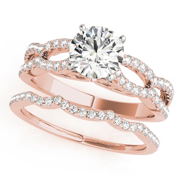 Multi-Row Engagement Ring, style 50553, On hand view in rose gold