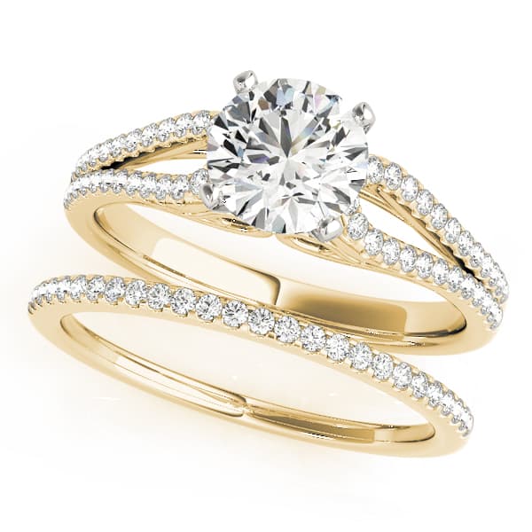 Multi-Row Split Shank Engagement Ring, style 50554, On hand view in yellow gold