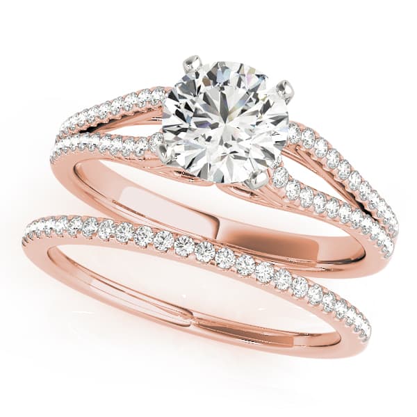 Multi-Row Split Shank Engagement Ring, style 50554, On hand view in rose gold