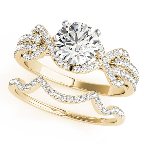 Multi-Row Engagement Ring, style 50556, On hand view in yellow gold