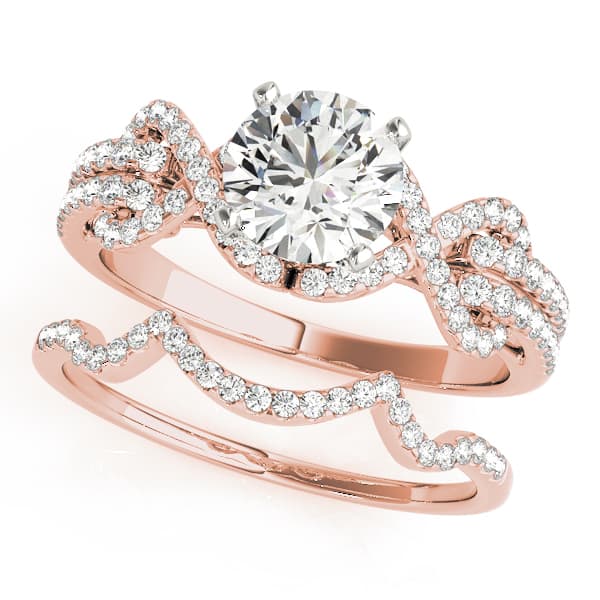Multi-Row Engagement Ring, style 50556, On hand view in rose gold