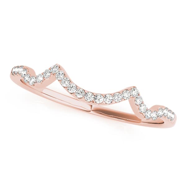 Curved Wedding Band (1/8 ct. tw.), Front view in rose gold