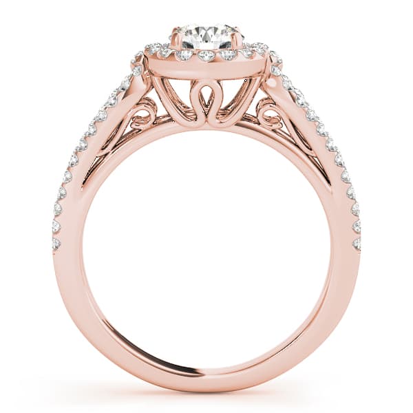 Halo Round Engagement Ring, style 50557, Side view in rose gold