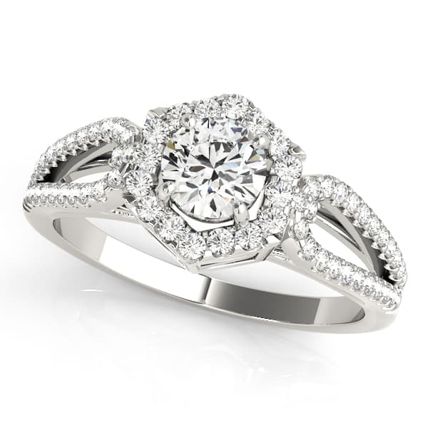 Split Shank Halo Engagement Rings — style 50558 in 10k White Gold