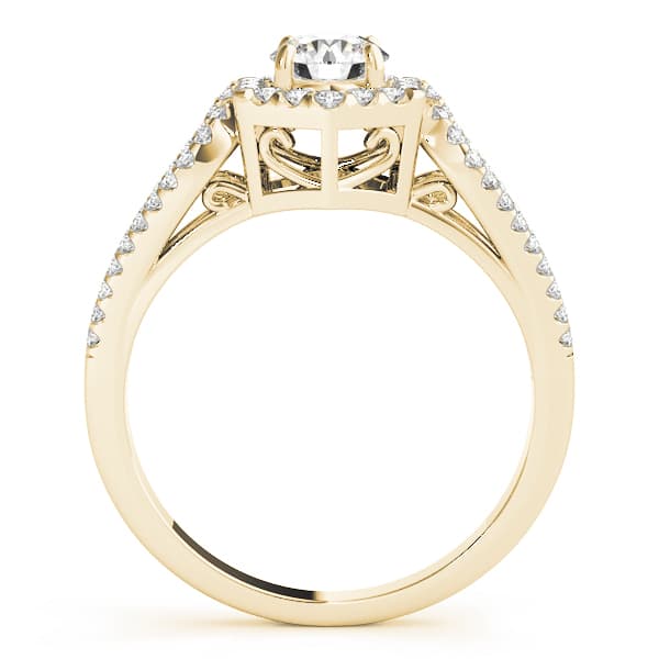 Split Shank Halo Engagement Ring, style 50558, Side view in yellow gold