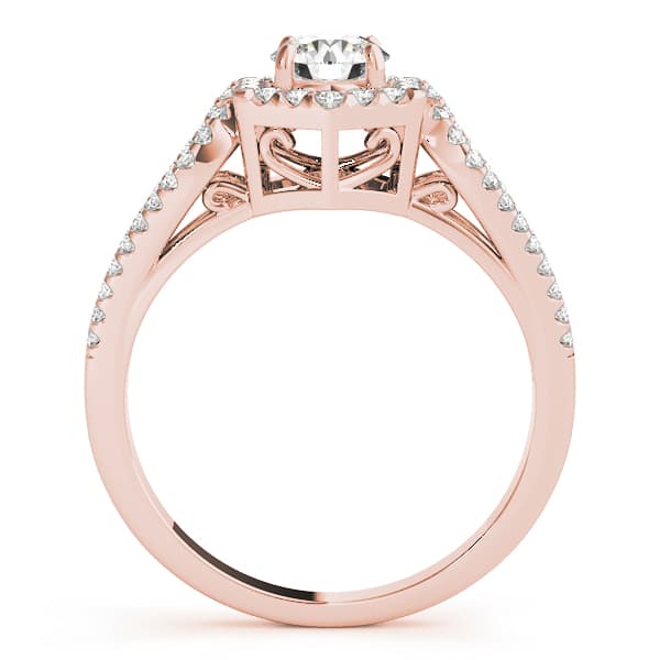 Split Shank Halo Engagement Ring, style 50558, Side view in rose gold