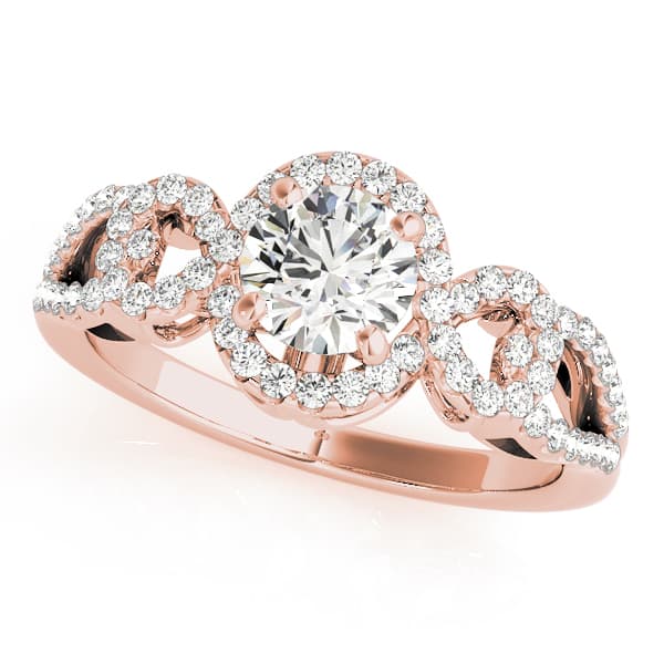 Infinity Halo Engagement Ring, style 50559, Front view in rose gold