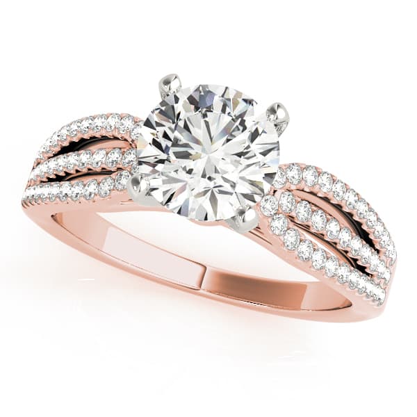Multi-Row Split Shank Engagement Ring, style 50560, Front view in rose gold