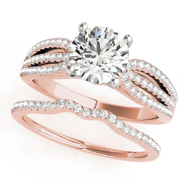 Multi-Row Split Shank Engagement Ring, style 50560, On hand view in rose gold