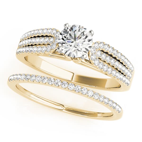 Multi-Row Engagement Ring, style 50561, On hand view in yellow gold