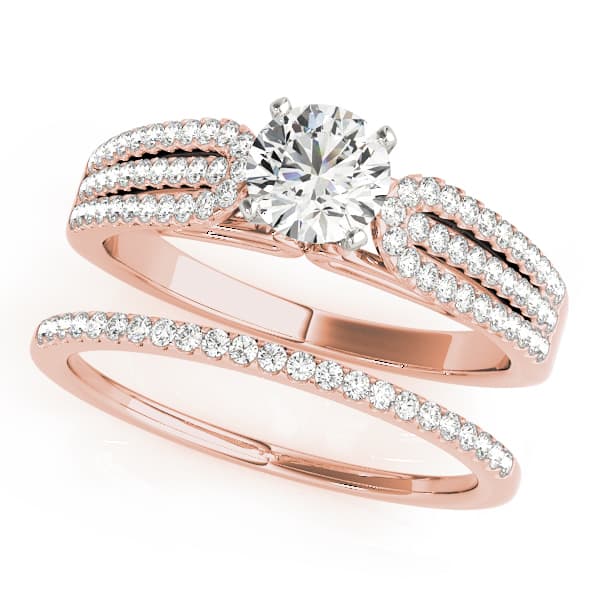 Multi-Row Engagement Ring, style 50561, On hand view in rose gold