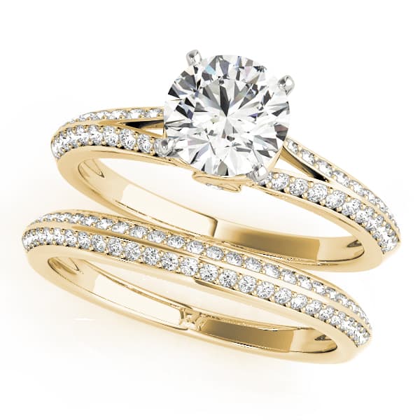 Multi-Row Engagement Ring, style 50562, On hand view in yellow gold