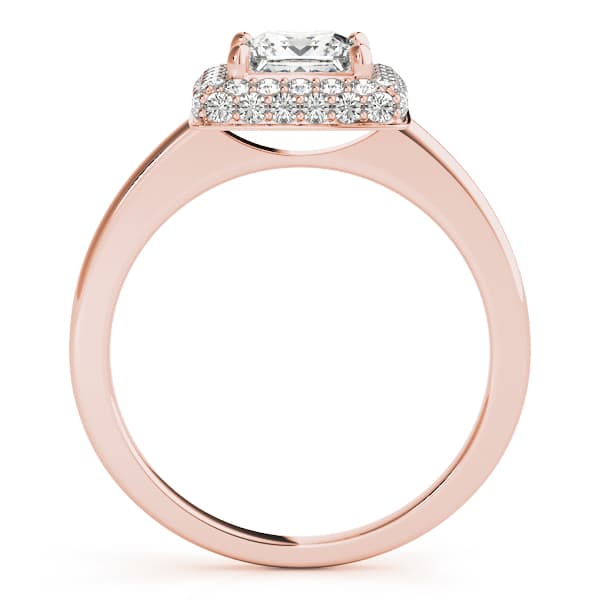 Halo Square & Cus Engagement Ring, style 50565, Side view in rose gold