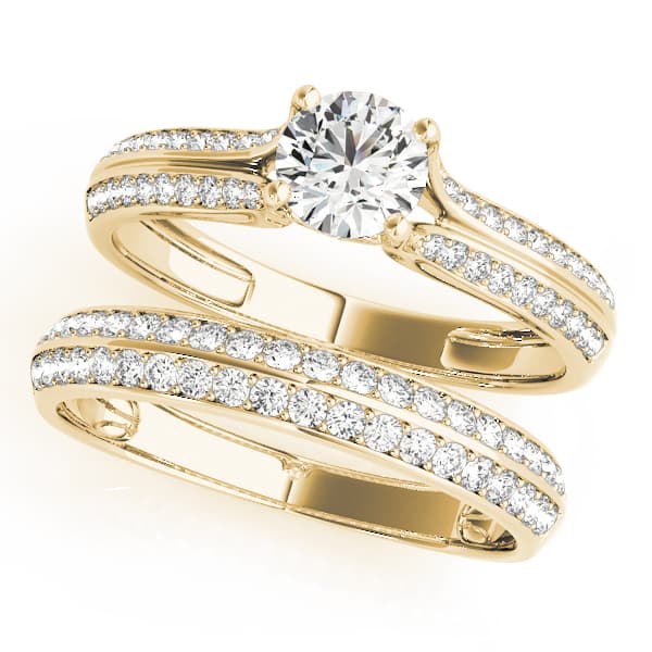 Multi-Row Engagement Ring, style 50566, On hand view in yellow gold