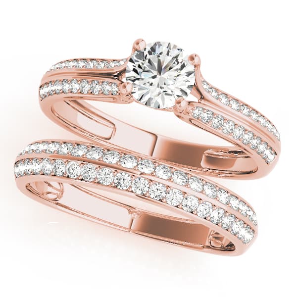 Multi-Row Engagement Ring, style 50566, On hand view in rose gold