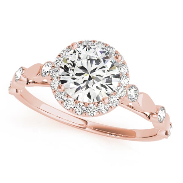 Engagement Rins Halo Round, style 50567, Front view in rose gold
