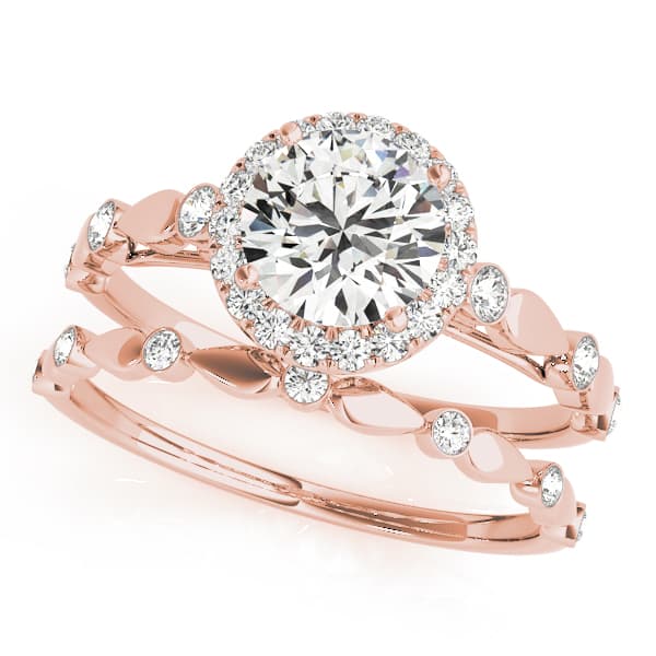 Engagement Rins Halo Round, style 50567, On hand view in rose gold