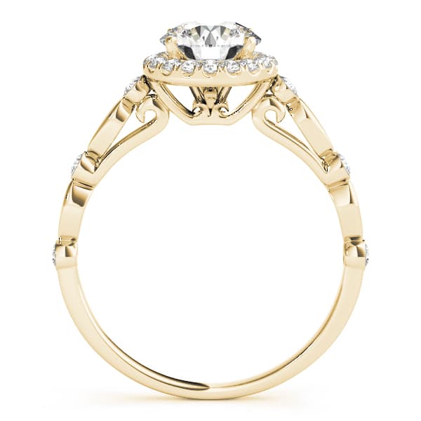 Engagement Rins Halo Round, style 50567, Side view in yellow gold