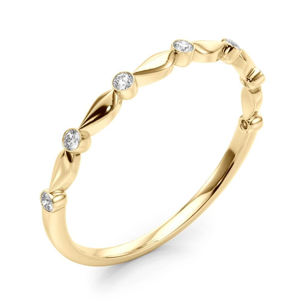 Bezel Set Wedding Band (0.07 ct. tw.), Angle view in yellow gold