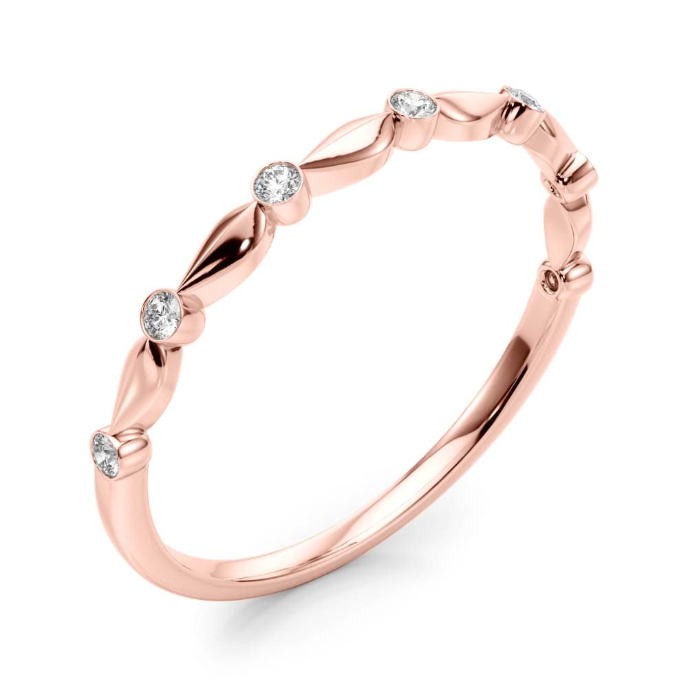 Bezel Set Wedding Band (0.07 ct. tw.), Angle view in rose gold