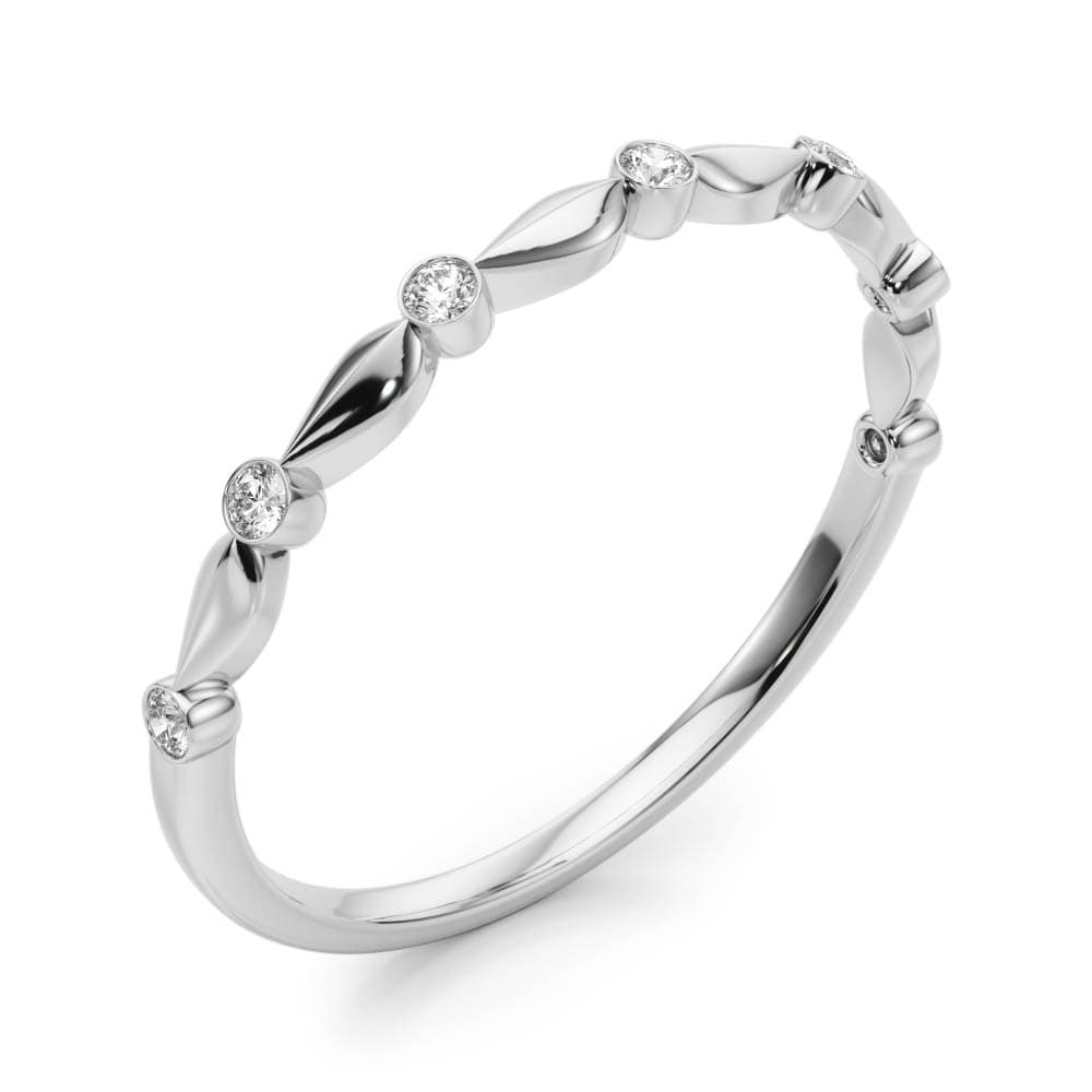 Bezel Set Wedding Band (0.07 ct. tw.), Angle view in white gold or platinum