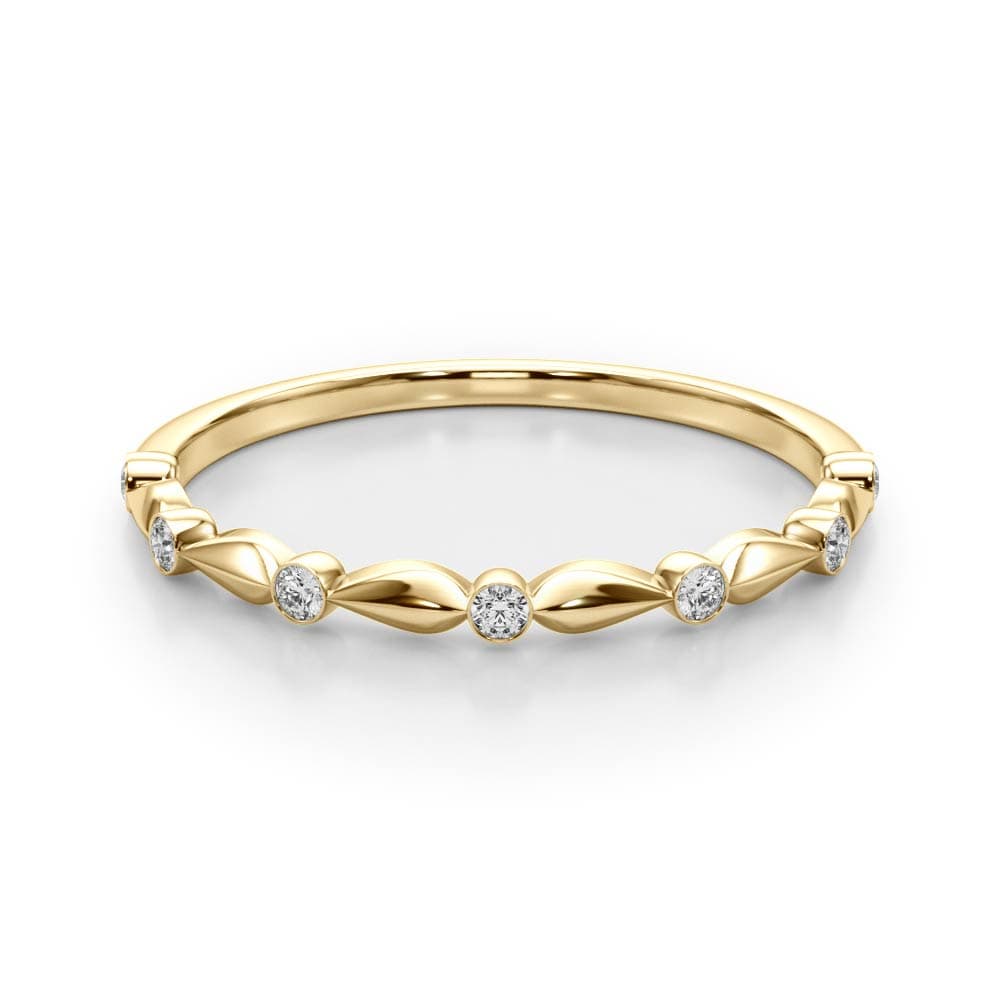 Bezel Set Wedding Band (0.07 ct. tw.), On hand view in yellow gold