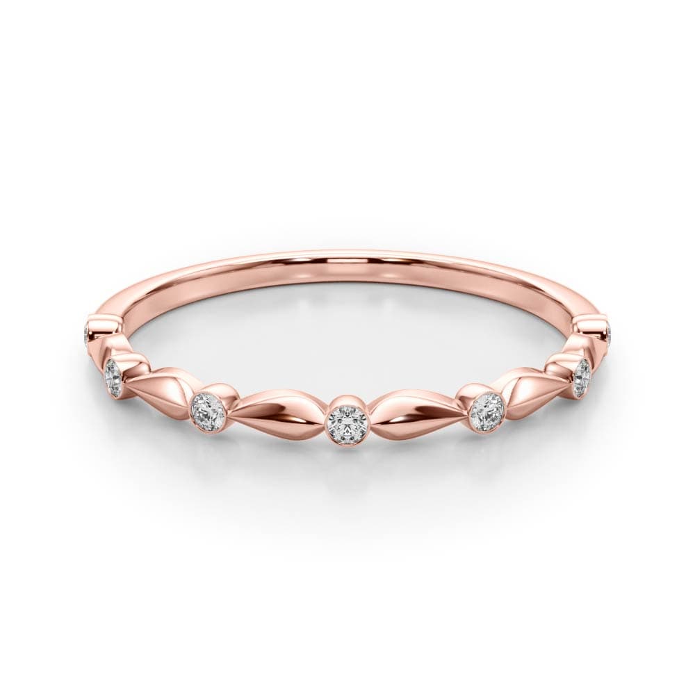 Bezel Set Wedding Band (0.07 ct. tw.), On hand view in rose gold
