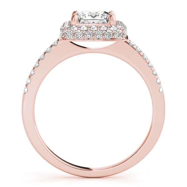Halo Square & Cus Engagement Ring, style 50568, Side view in rose gold