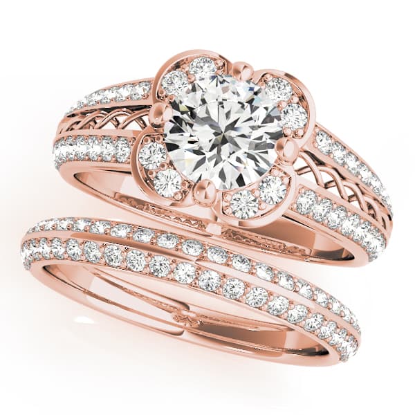 Halo Round Engagement Ring, style 50569, On hand view in rose gold