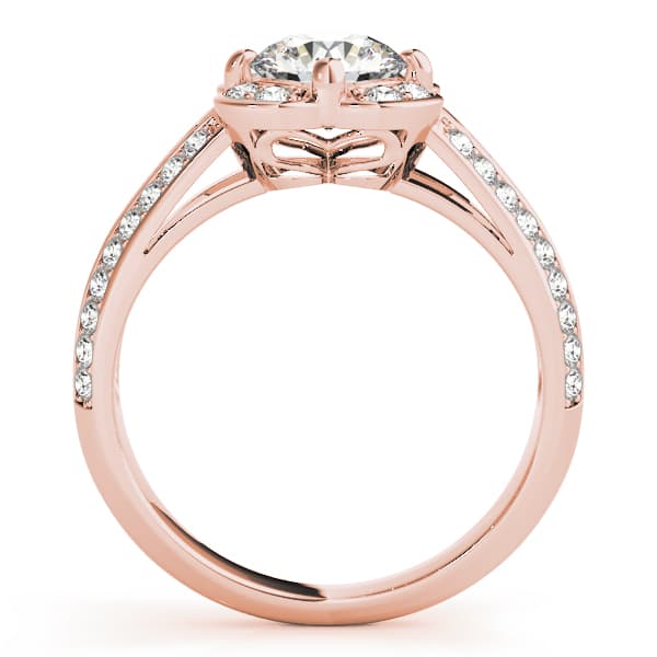 Halo Round Engagement Ring, style 50569, Side view in rose gold
